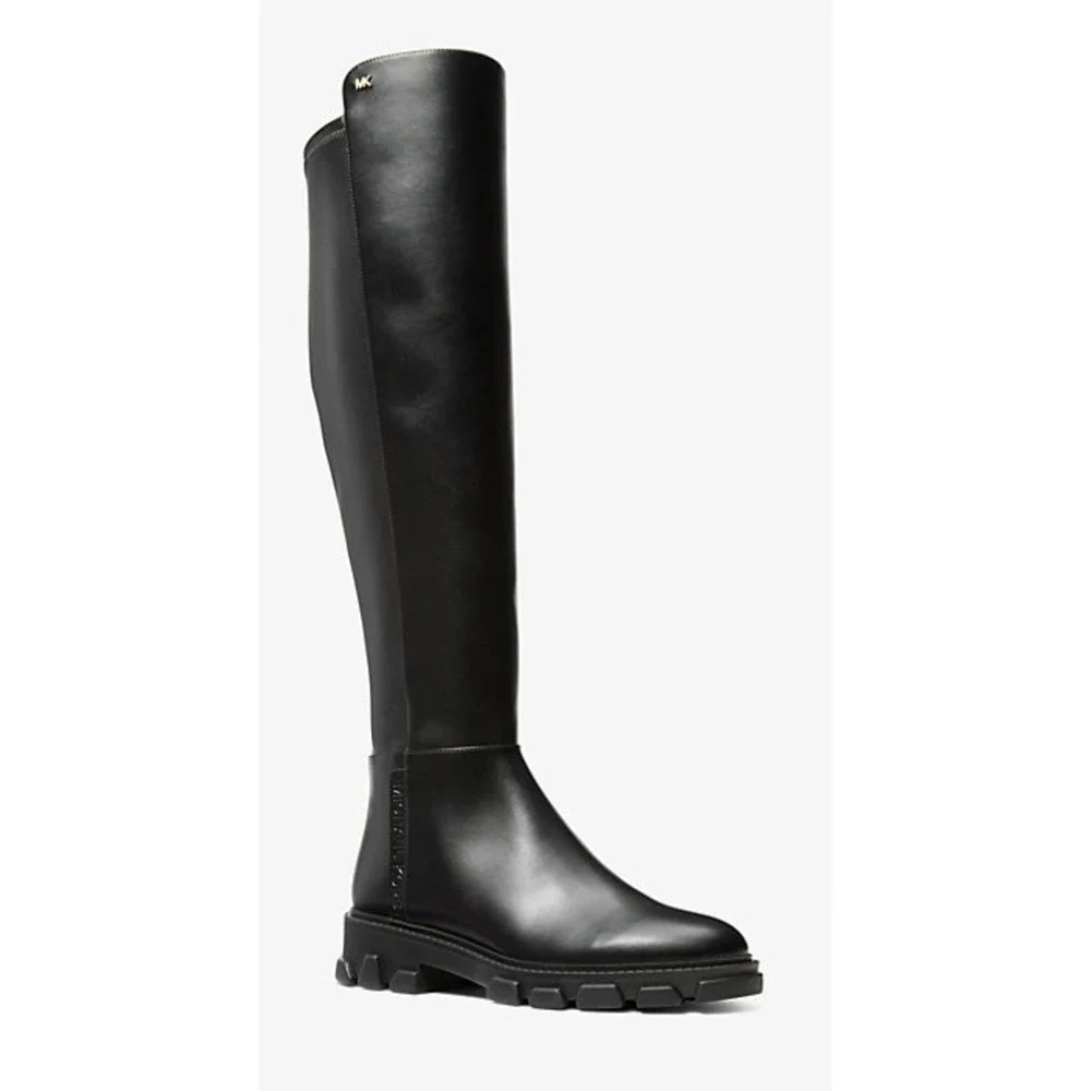 Michael Kors Ridley Riding Boots Womens 10 Black Leather